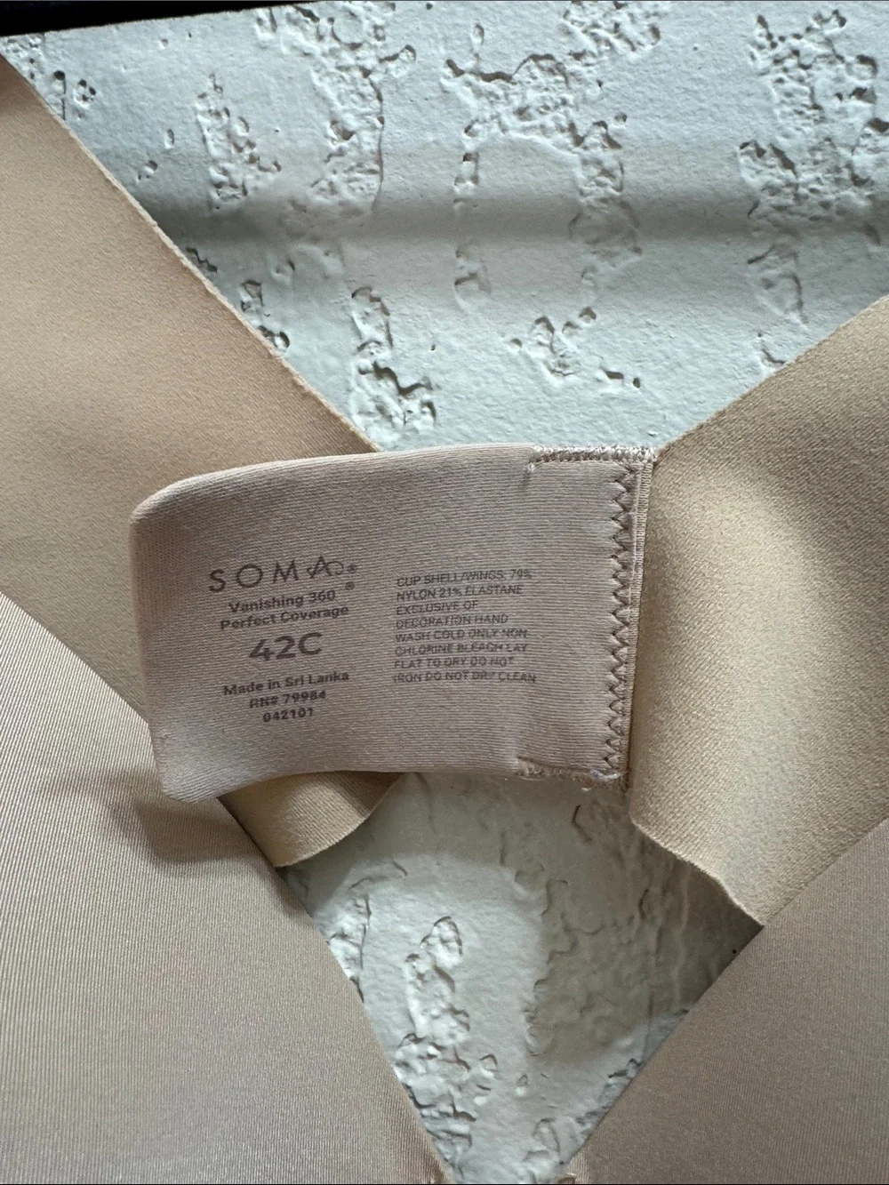 Soma Vanishing 360 Bra 42C Nude Beige Full Coverage Smooth T-Shirt Bra